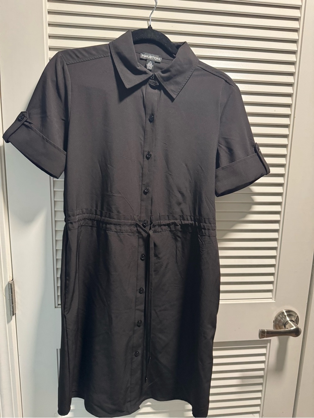 Halston Heritage Black Midi Shirt Dress